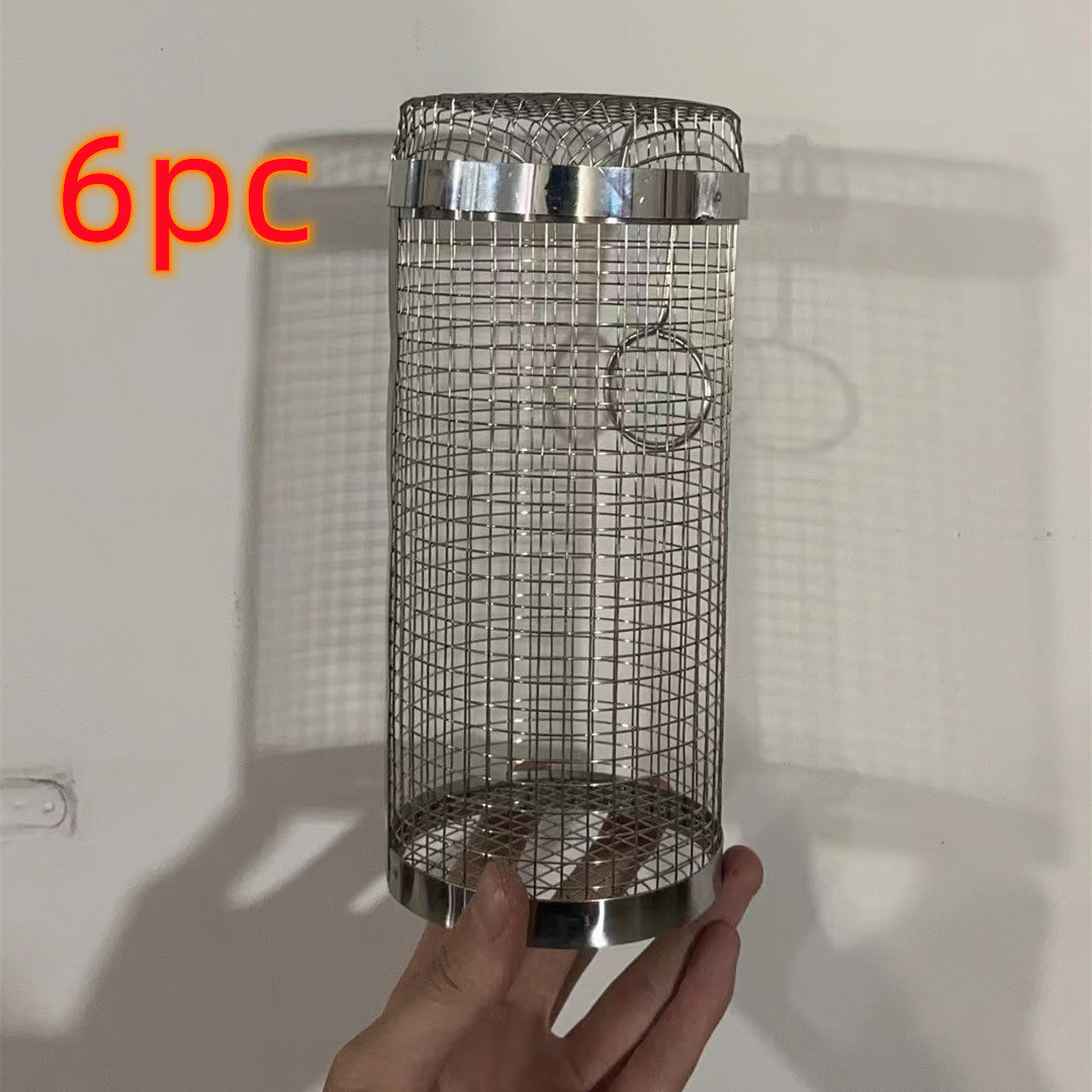 Rolling Grilling Basket Metal BBQ Barbecue Basket Outdoor Camping Barbecue Rack