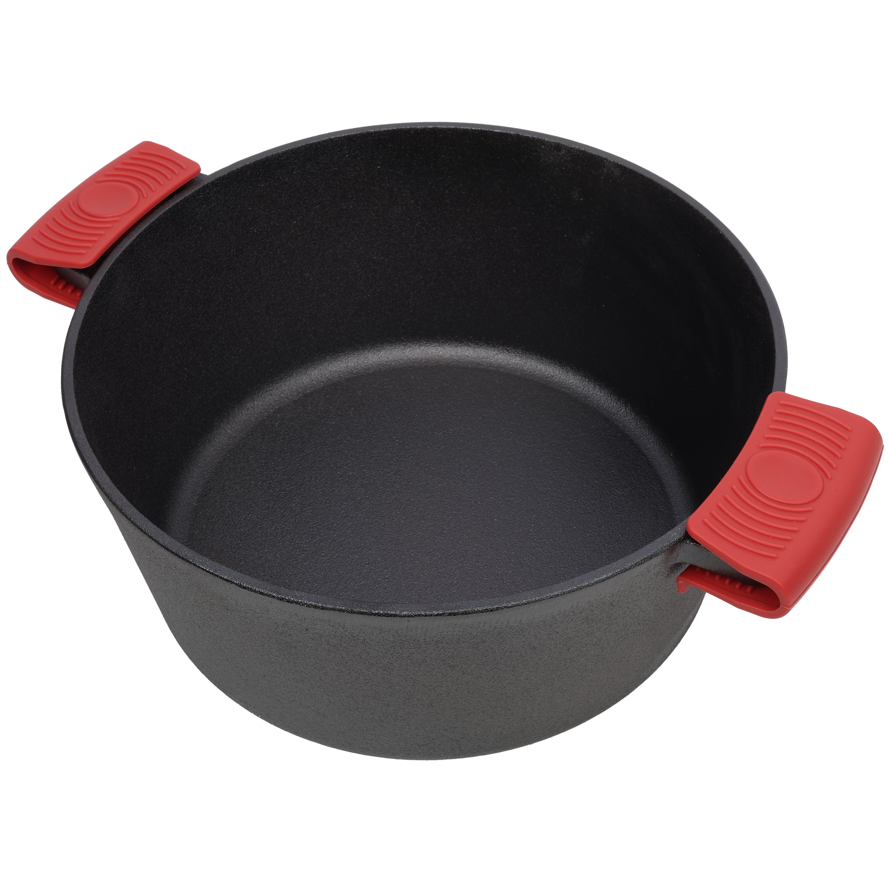2 in 1 Pre-Seasoned Cast Iron Dutch Oven With Dual Handles, Outdoor Camping Deep Pot for Camping Fireplace Cooking BBQ Baking Campfire, 5 Quart.With 2pcs Silicone Handel Covers.