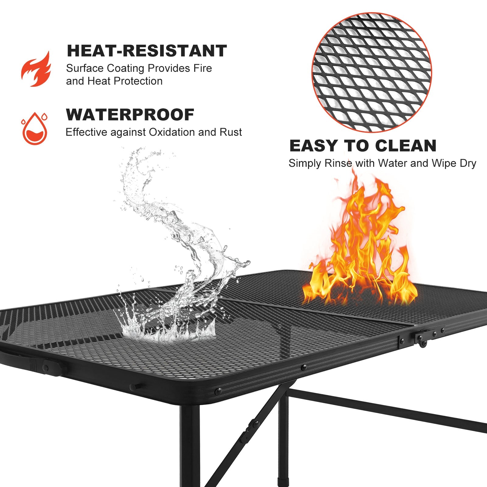 3FT Camping Table with Mesh Desktop, Lightweight & Portable Small Folding Grill Table