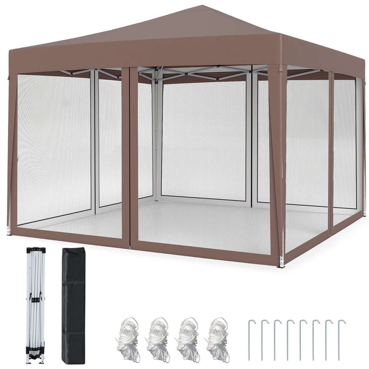 10 FT x 10 FT Pop-Up Canopy Tent Easy Setup Instant Folding Shelter with Mesh Netting