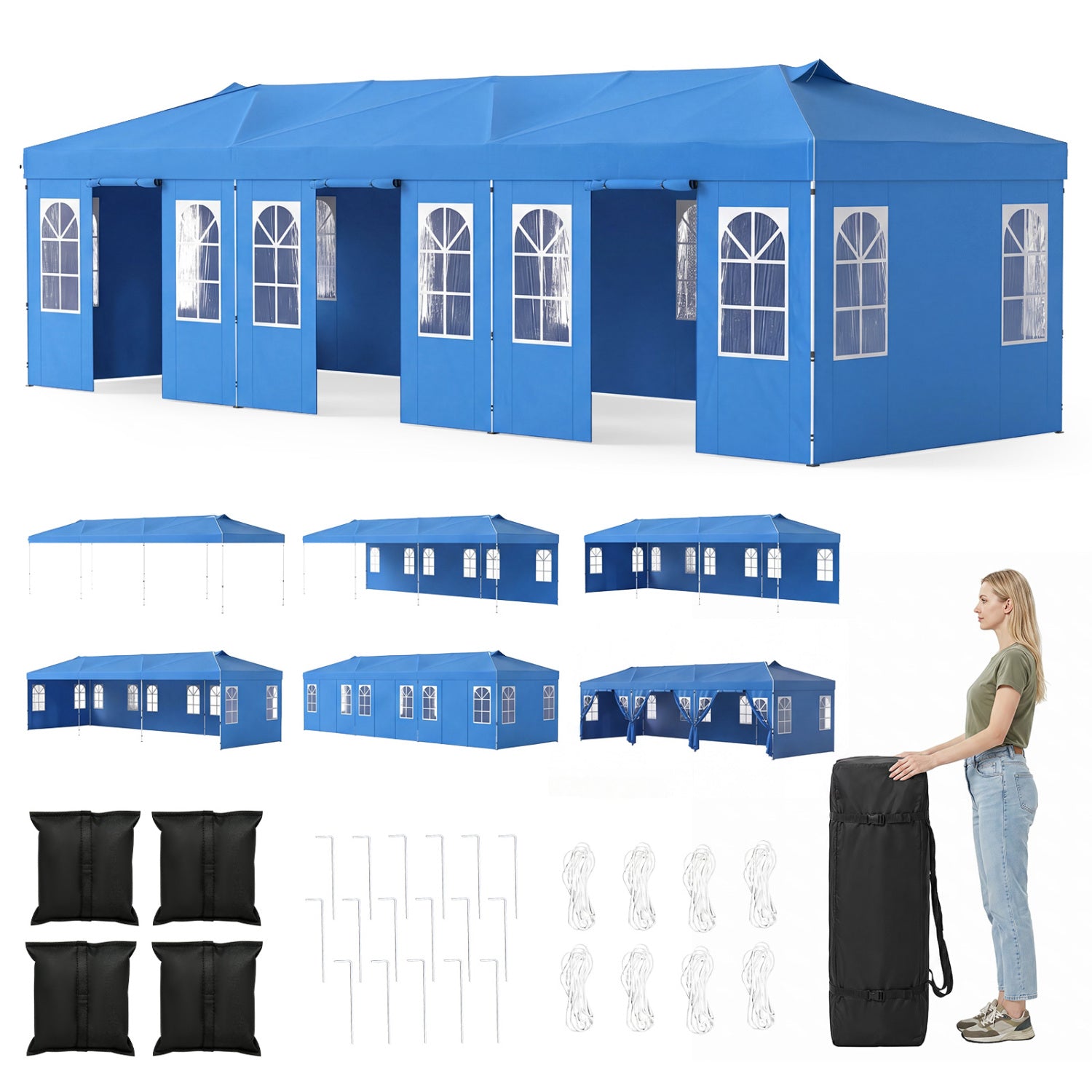 Pop Up Canopy Tent 10x30 FT with 8 Sidewalls
