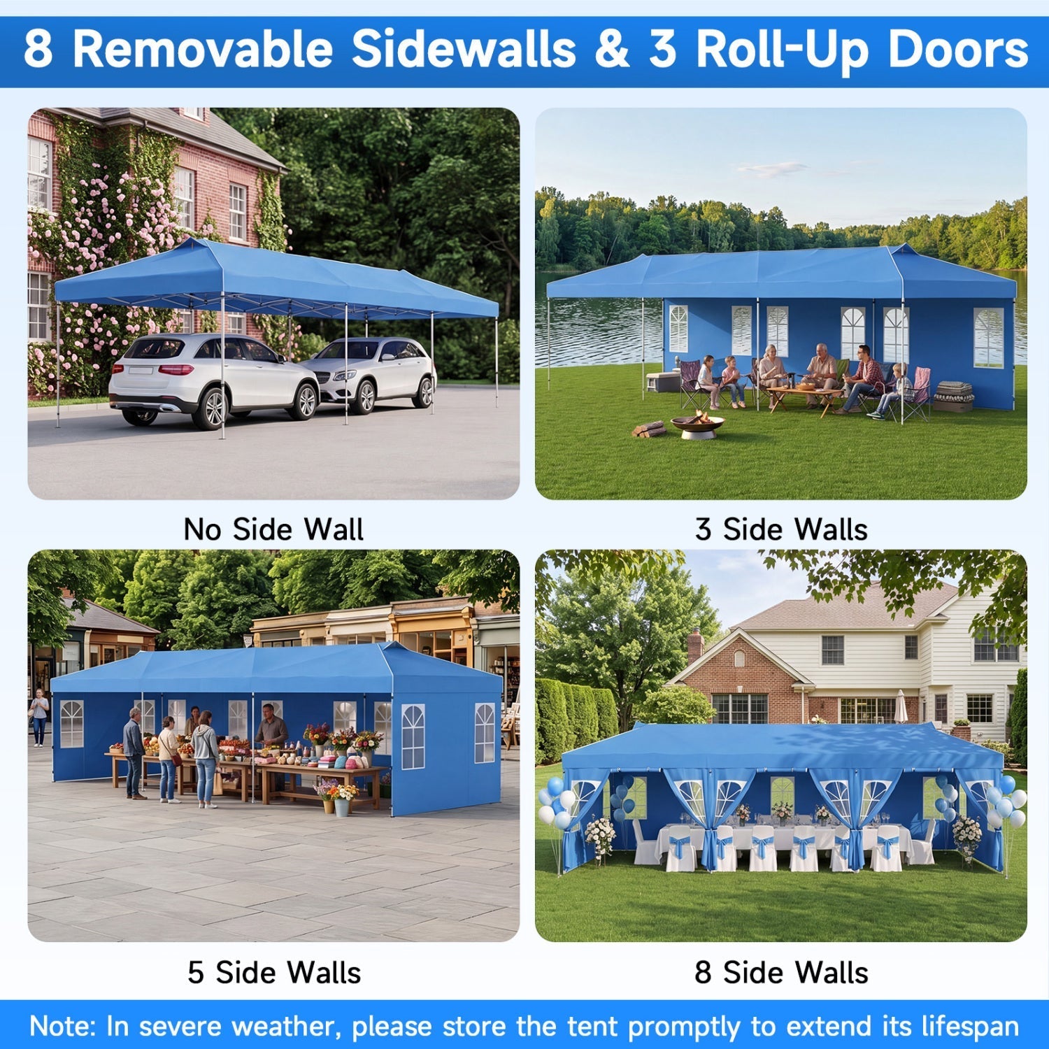 Pop Up Canopy Tent 10x30 FT with 8 Sidewalls