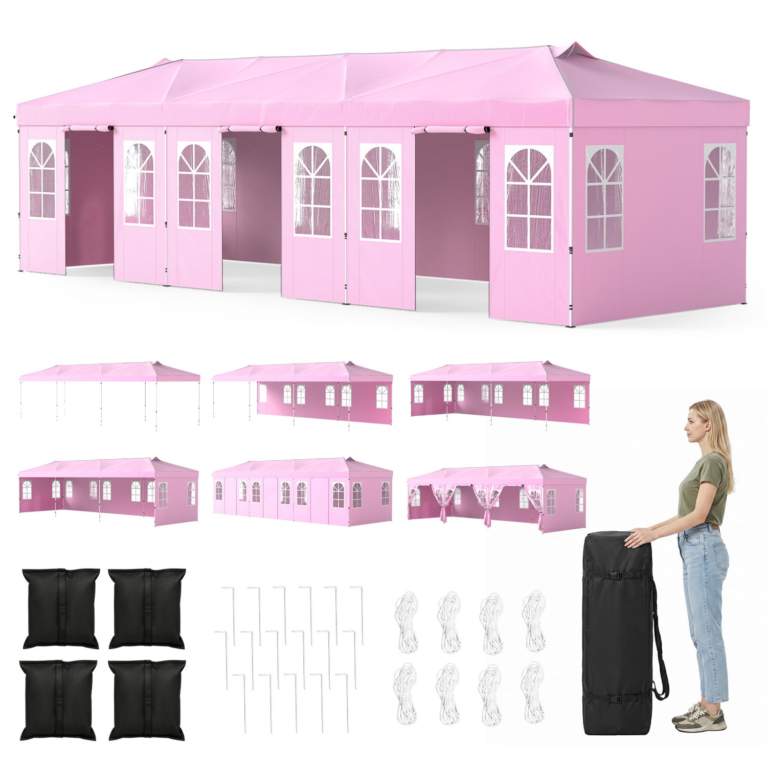 Pop Up Canopy Tent 10x30 FT with 8 Sidewalls