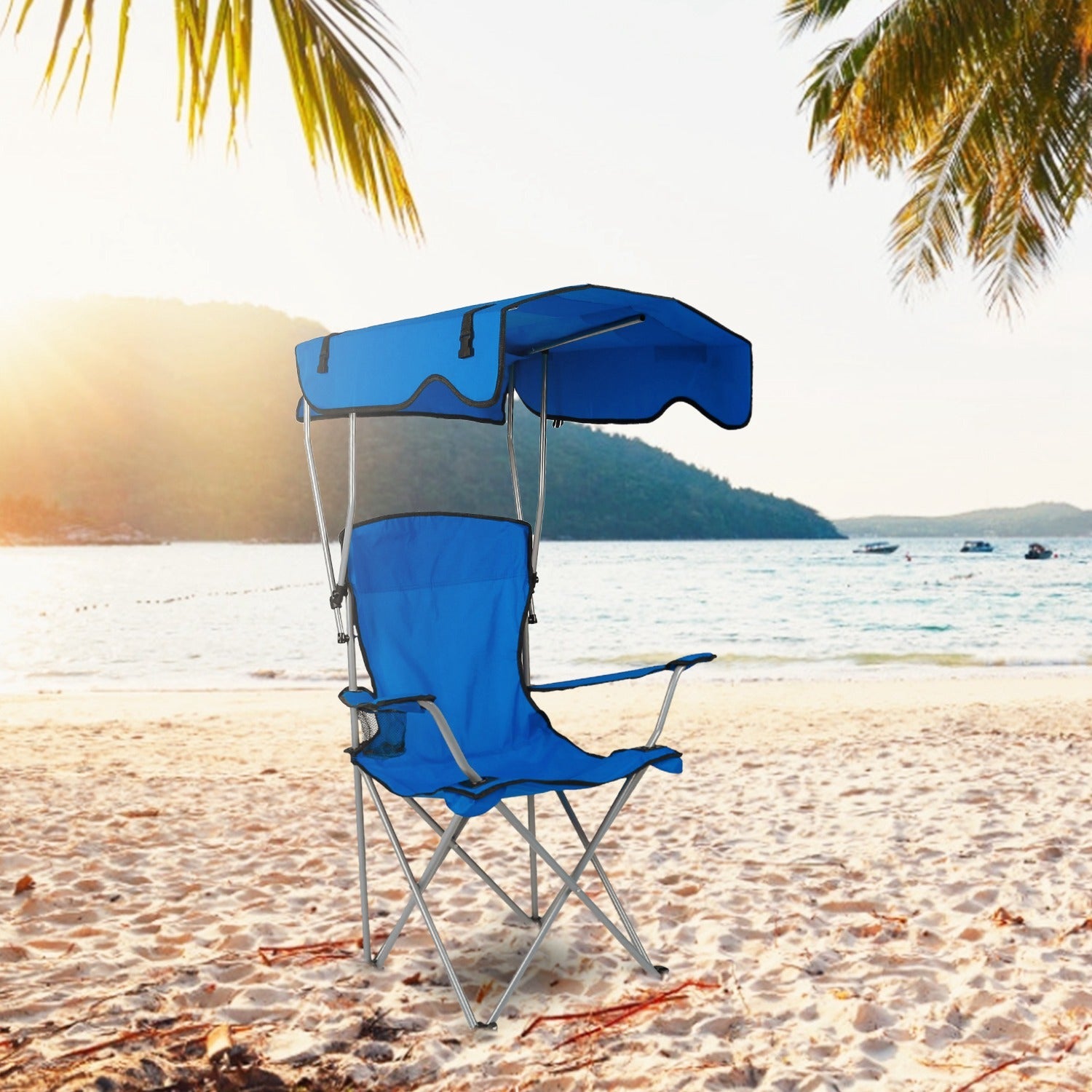 Foldable Beach Canopy Chair Sun Protection Camping Lawn Canopy Chair 330LBS Load