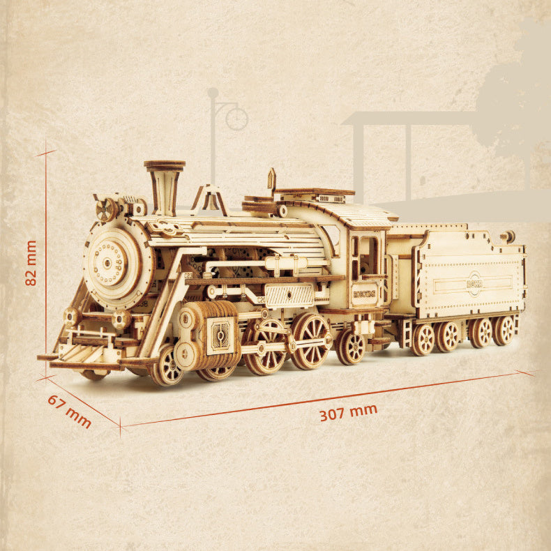 3D Wooden Puzzle Train Model DIY Wooden Train Toy Kit Assembly Model Home Crafts