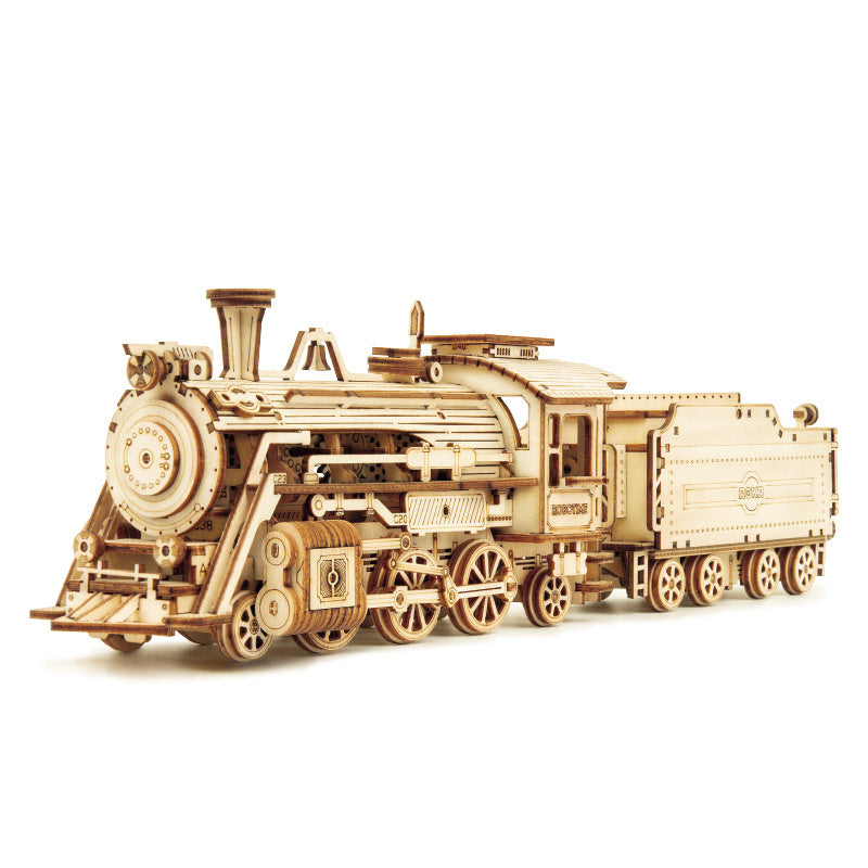 3D Wooden Puzzle Train Model DIY Wooden Train Toy Kit Assembly Model Home Crafts