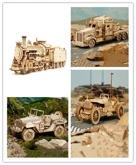 3D Wooden Puzzle Train Model DIY Wooden Train Toy Kit Assembly Model Home Crafts
