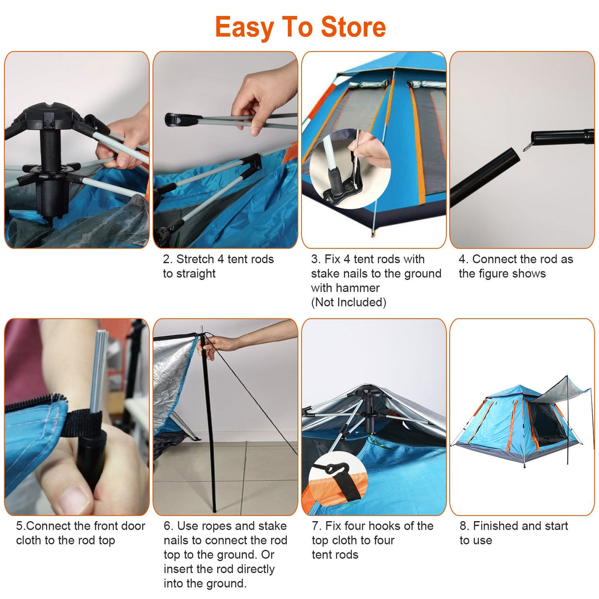 1Pc 4-5 Person Camping Tent With 2 Mosquito Nets Windows Carry Bag Waterproof 7.05x7.05x4.46ft For Hiking Climbing Adventure Fishing Fedex Shipping