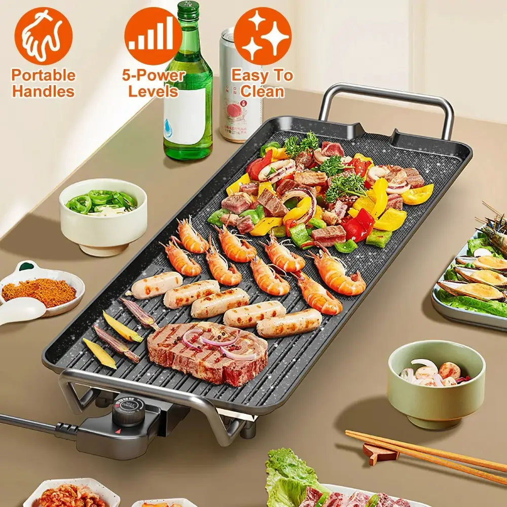 Portable Smokeless Electric Non Stick Bbq Grill and Griddle