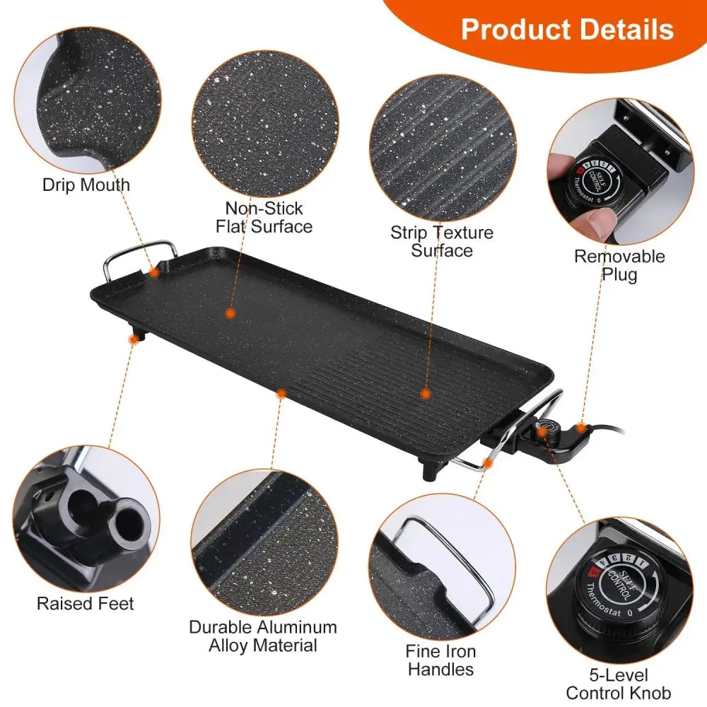 Portable Smokeless Electric Non Stick Bbq Grill and Griddle