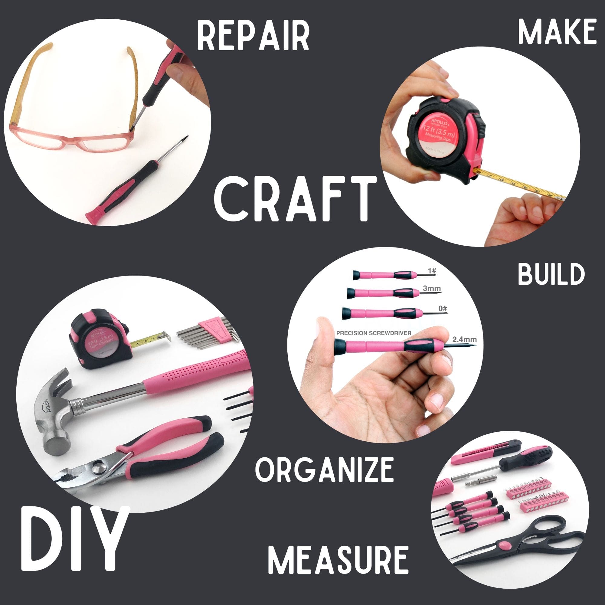 39 Piece General Tool Set Pink - DT9706P