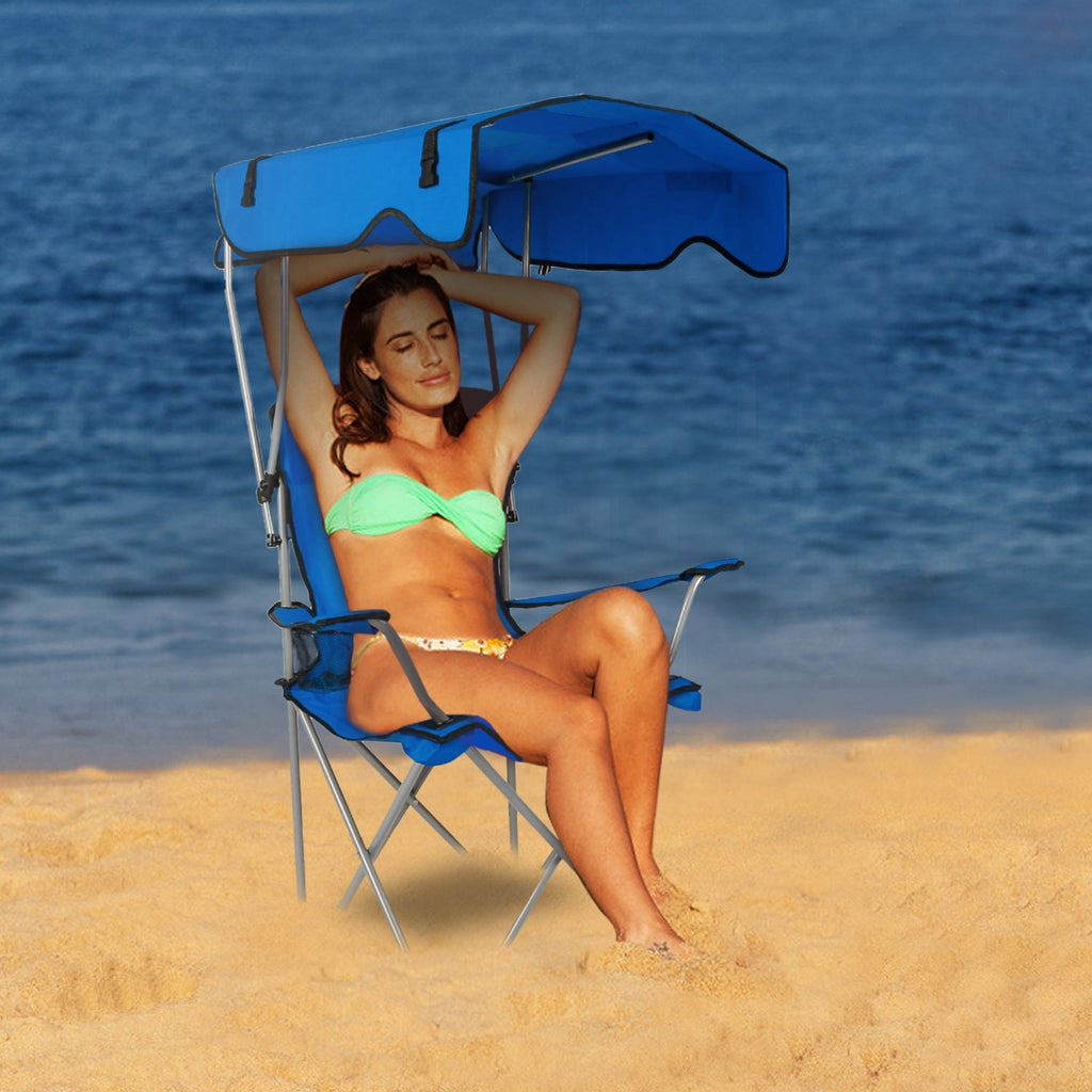 Foldable Beach Canopy Chair Sun Protection Camping Lawn Canopy Chair 330LBS Load