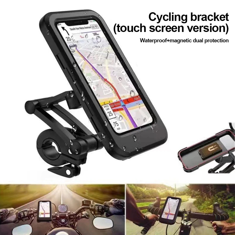 Waterproof Bike Mobile Phone Holder Magnetic Adjustable Motorcycle Cellphone Holder