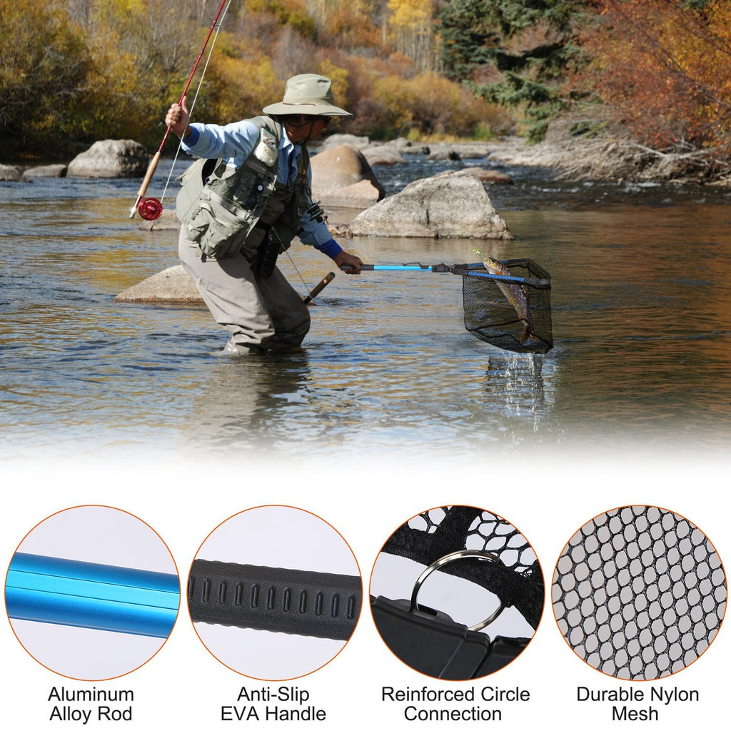 Foldable Fishing Net with Aluminum Handle and Nano Coating