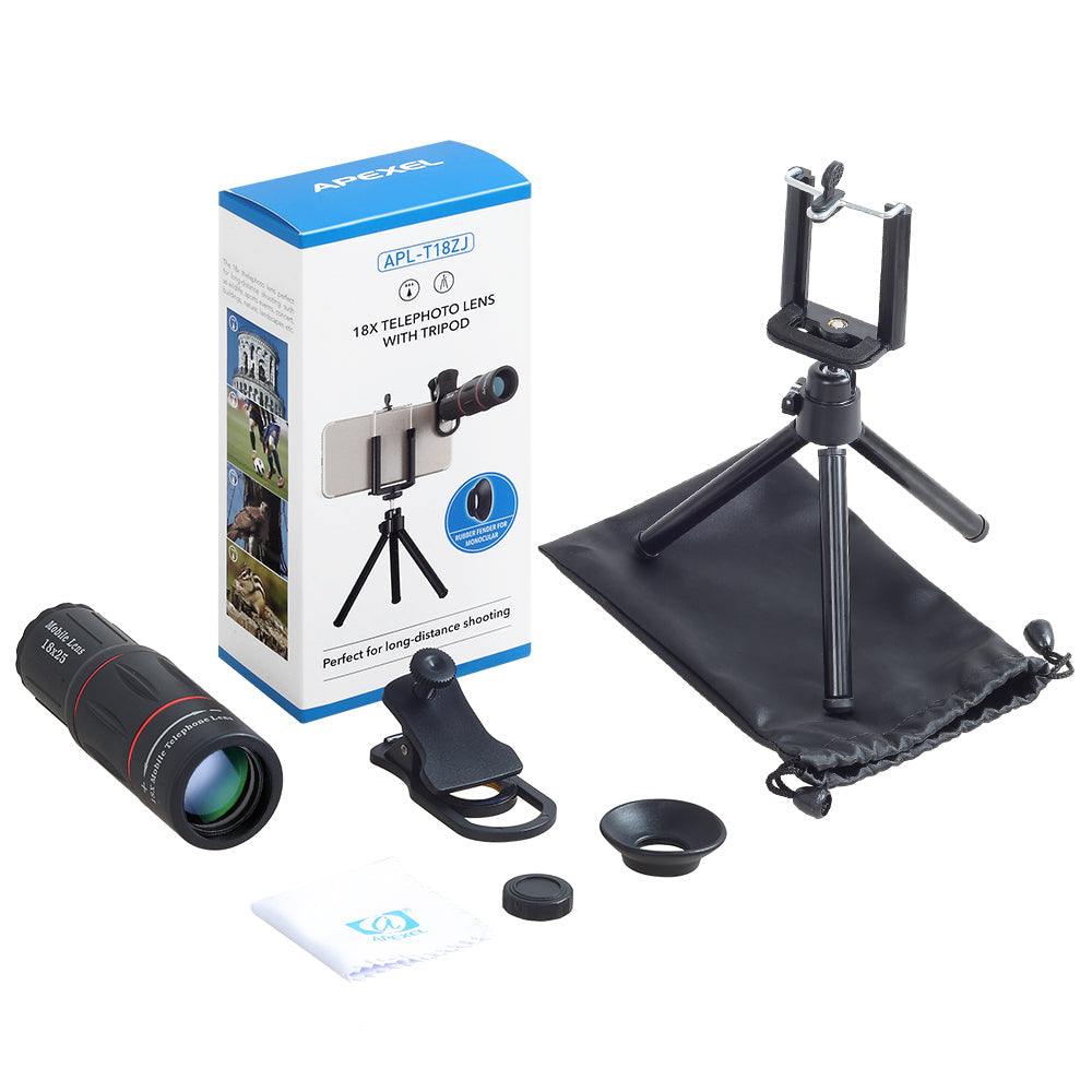 Zoom Mobile Phone Lens/ iPhone Samsung Smartphones clip Camera Lens w/tripod 18XTZJ