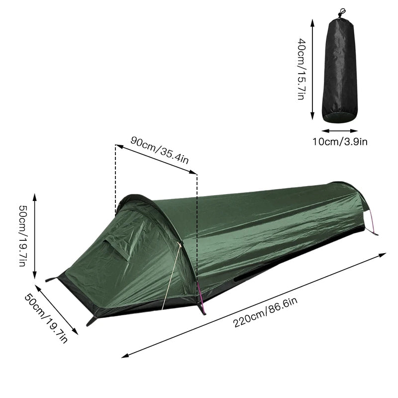 Camping Single Person Tent Ultralight Compact Outdoor Sleeping Bag Waterproof Backpack