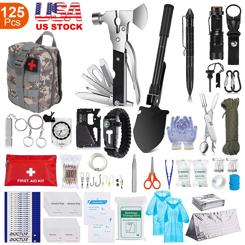 125Pcs Survival Kits Professional Emergency Survival Gear Tactical First Aid Kit Supplies