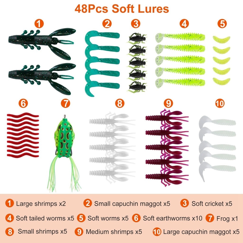 383Pcs Fishing Lures Tackle Box Bass Fishing Animated Lure