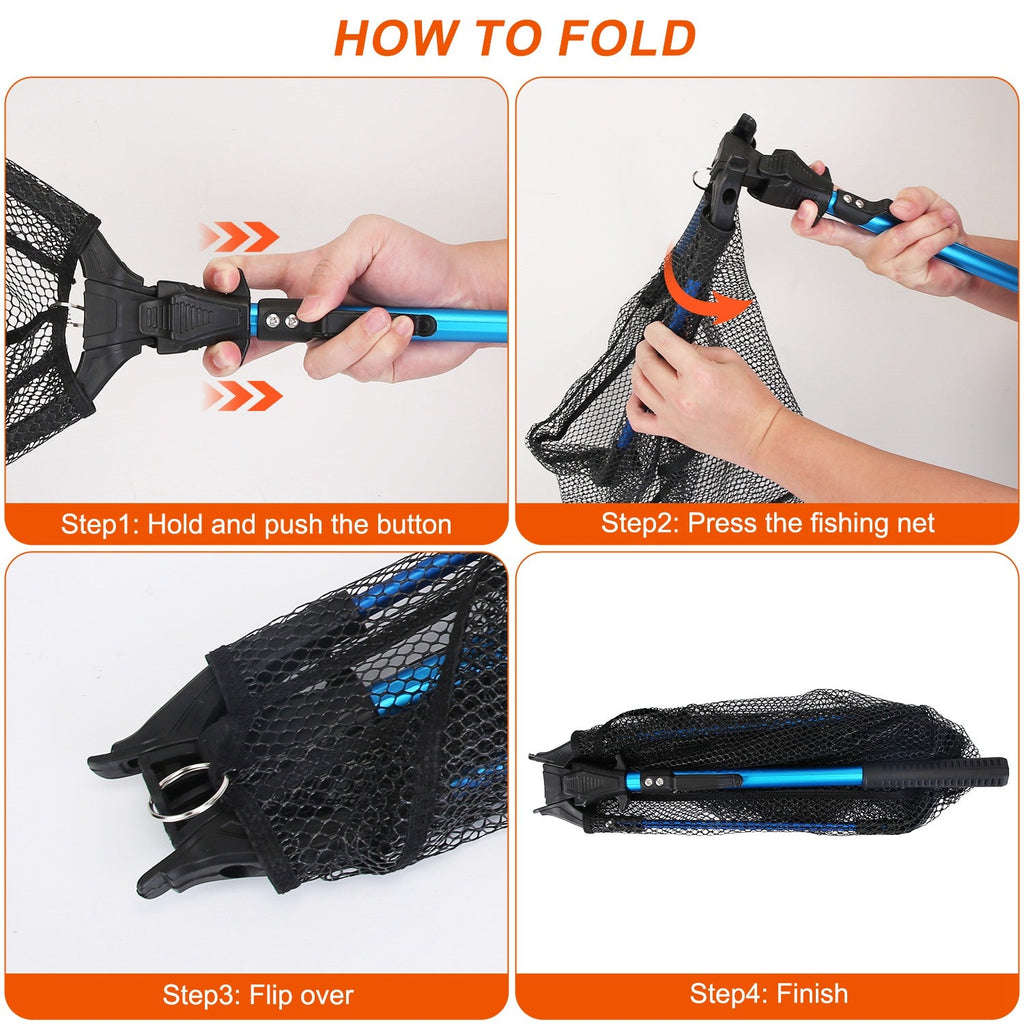 Foldable Fishing Net with Aluminum Handle and Nano Coating