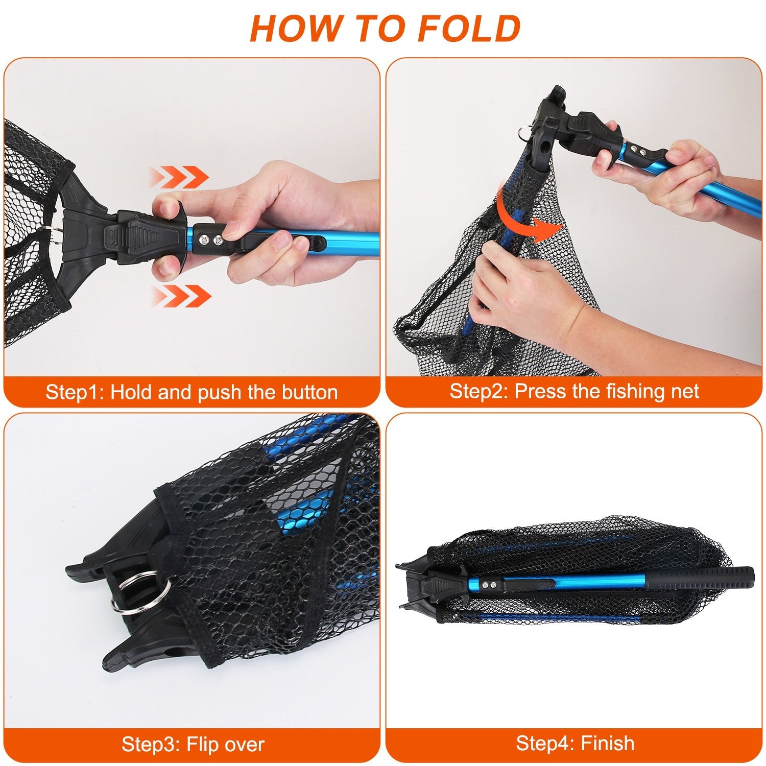 Foldable Fishing Net with Aluminum Handle and Nano Coating