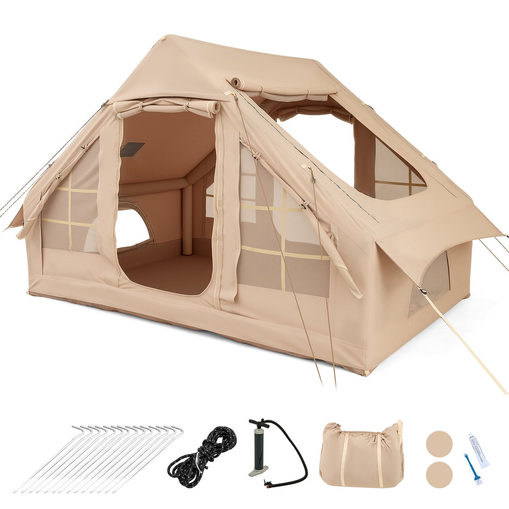 4-6 People Inflatable Camping Tent with 4 Mesh Screen Windows and 2 Doors