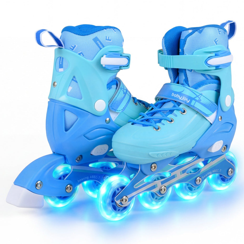 4-Size Adjustable Light-Up Inline Skates for Toddlers Ages 5-7