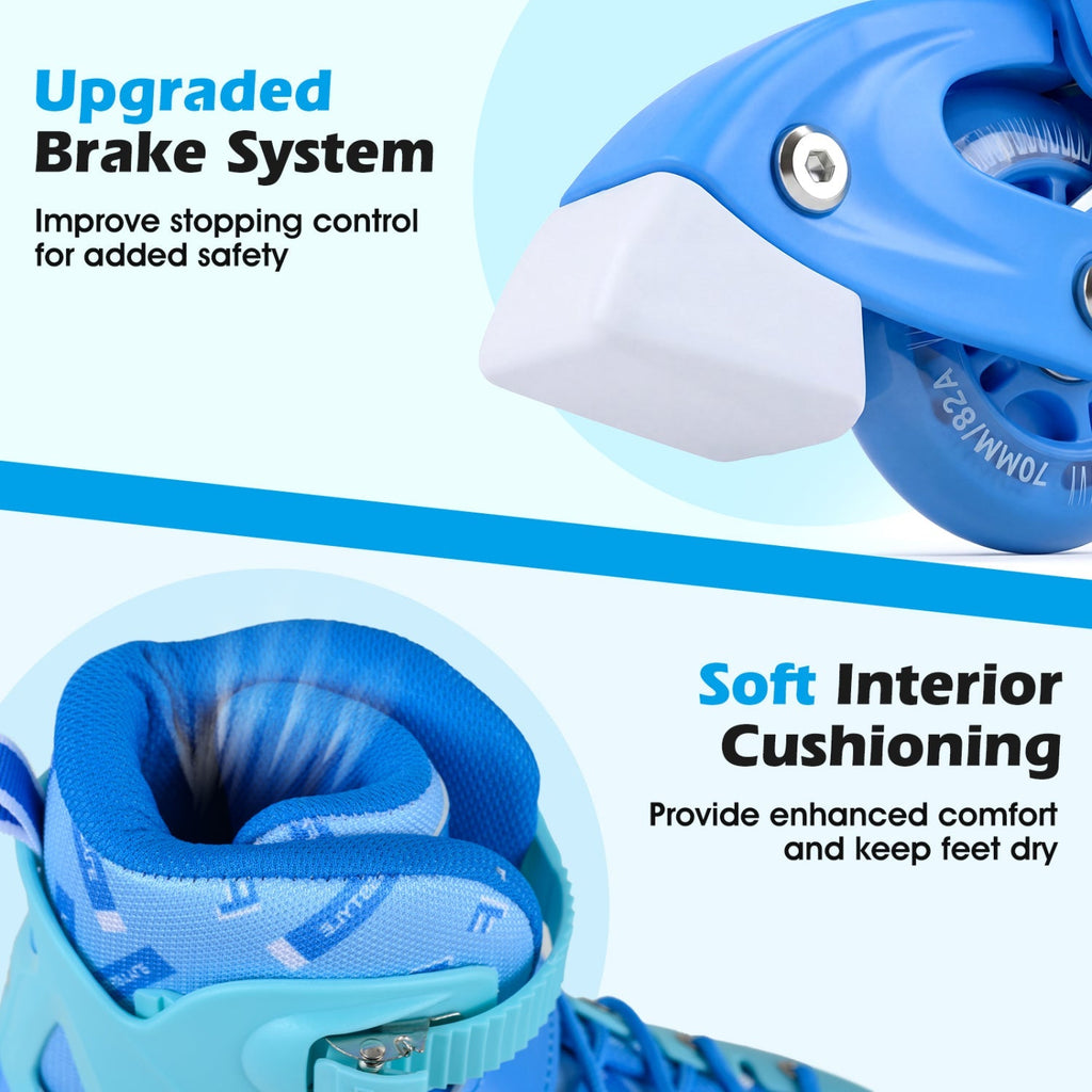 4-Size Adjustable Light-Up Inline Skates for Toddlers Ages 5-7