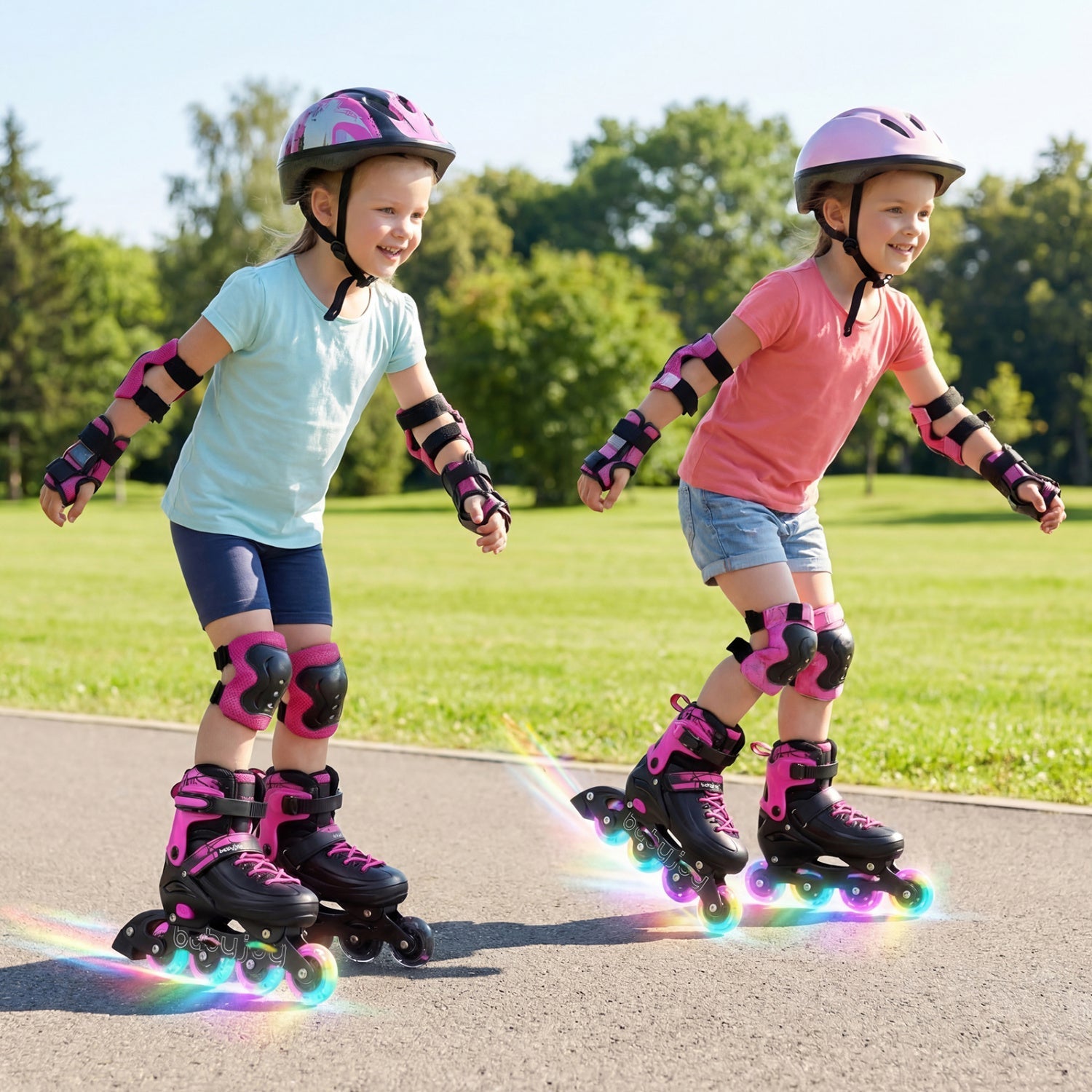 4-Size Adjustable Light-Up Inline Skates for Toddlers Ages 5-7