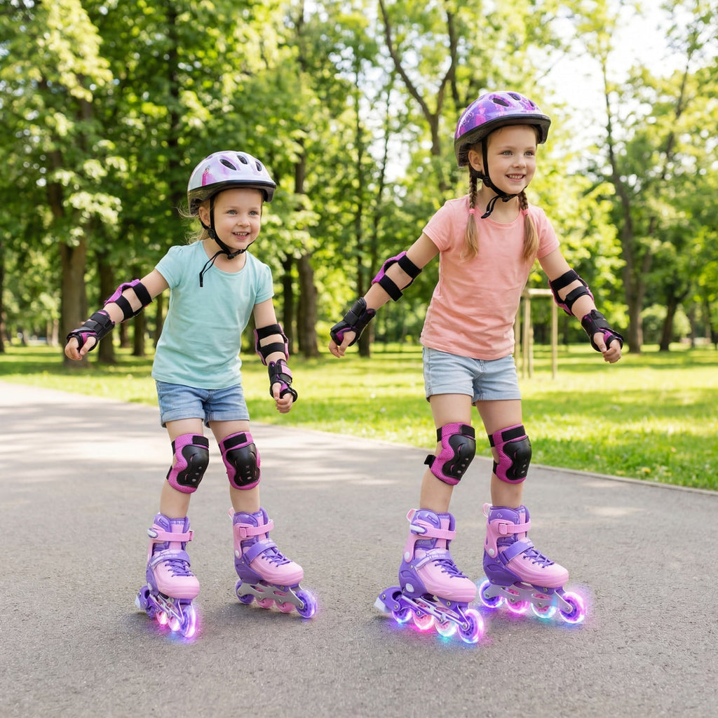 4-Size Adjustable Light-Up Inline Skates for Toddlers Ages 5-7