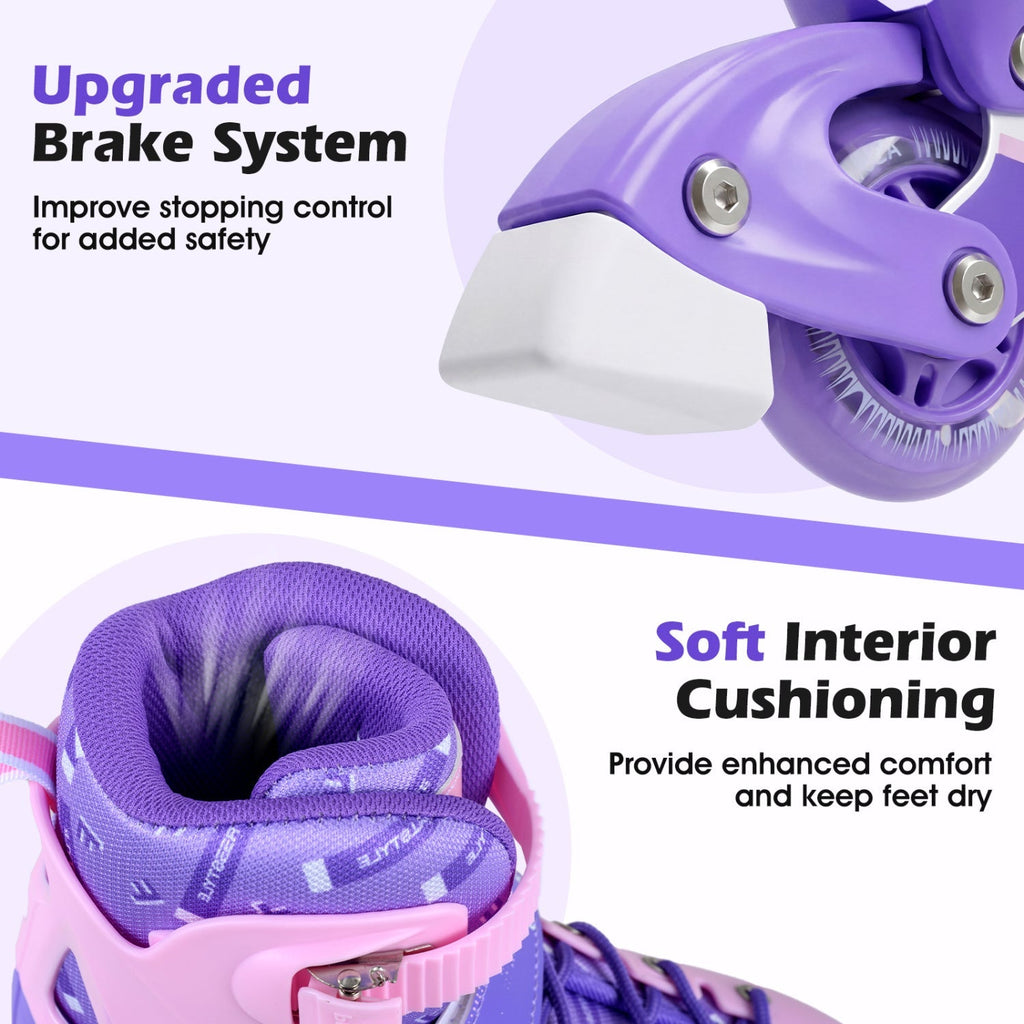 4-Size Adjustable Light-Up Inline Skates for Toddlers Ages 5-7