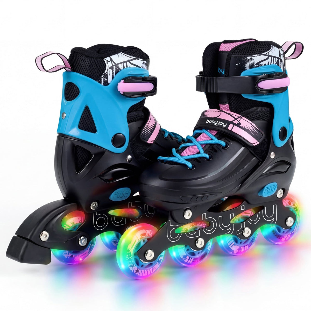 4-Size Adjustable Light-Up Inline Skates for Toddlers Ages 5-7