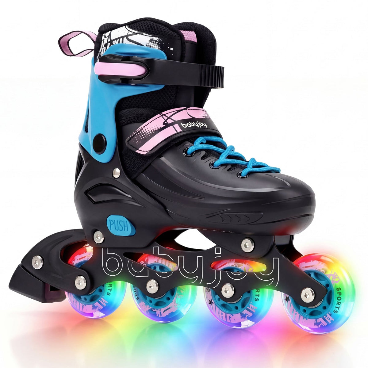 4-Size Adjustable Light-Up Inline Skates for Toddlers Ages 5-7