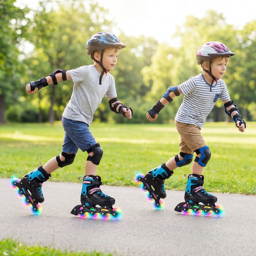 4-Size Adjustable Light-Up Inline Skates for Toddlers Ages 5-7