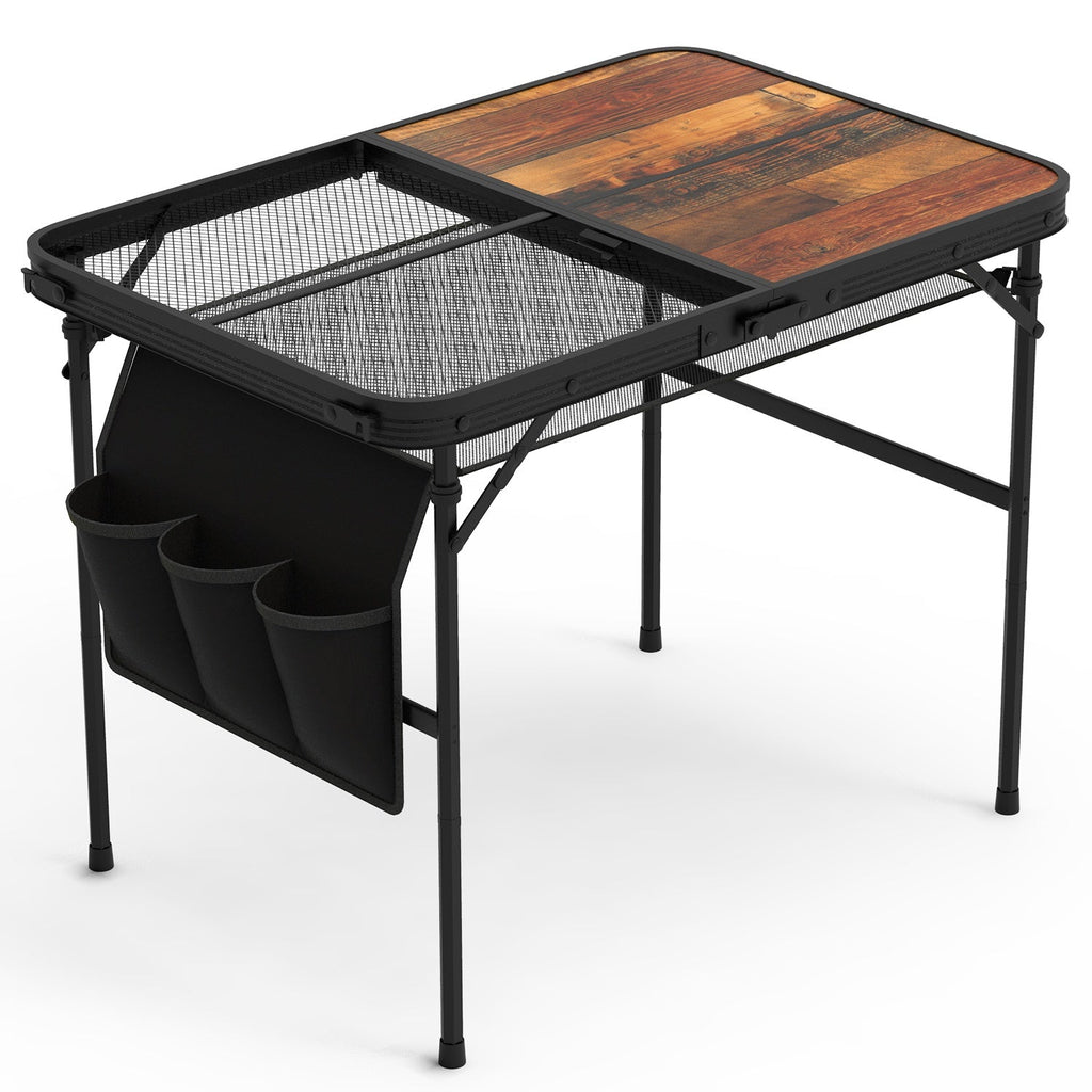 Foldable Camping Table Collapsible Aluminum Alloy Grill Stand Height Adjustable