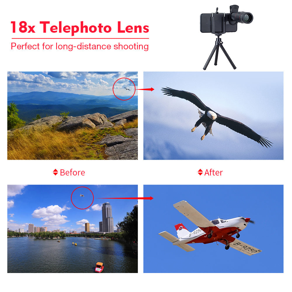 Zoom Mobile Phone Lens/ iPhone Samsung Smartphones clip Camera Lens w/tripod 18XTZJ