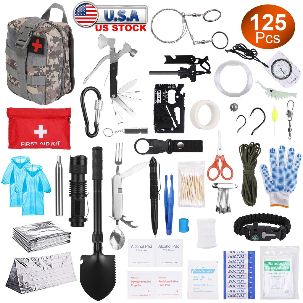 125Pcs Survival Kits Professional Emergency Survival Gear Tactical First Aid Kit Supplies