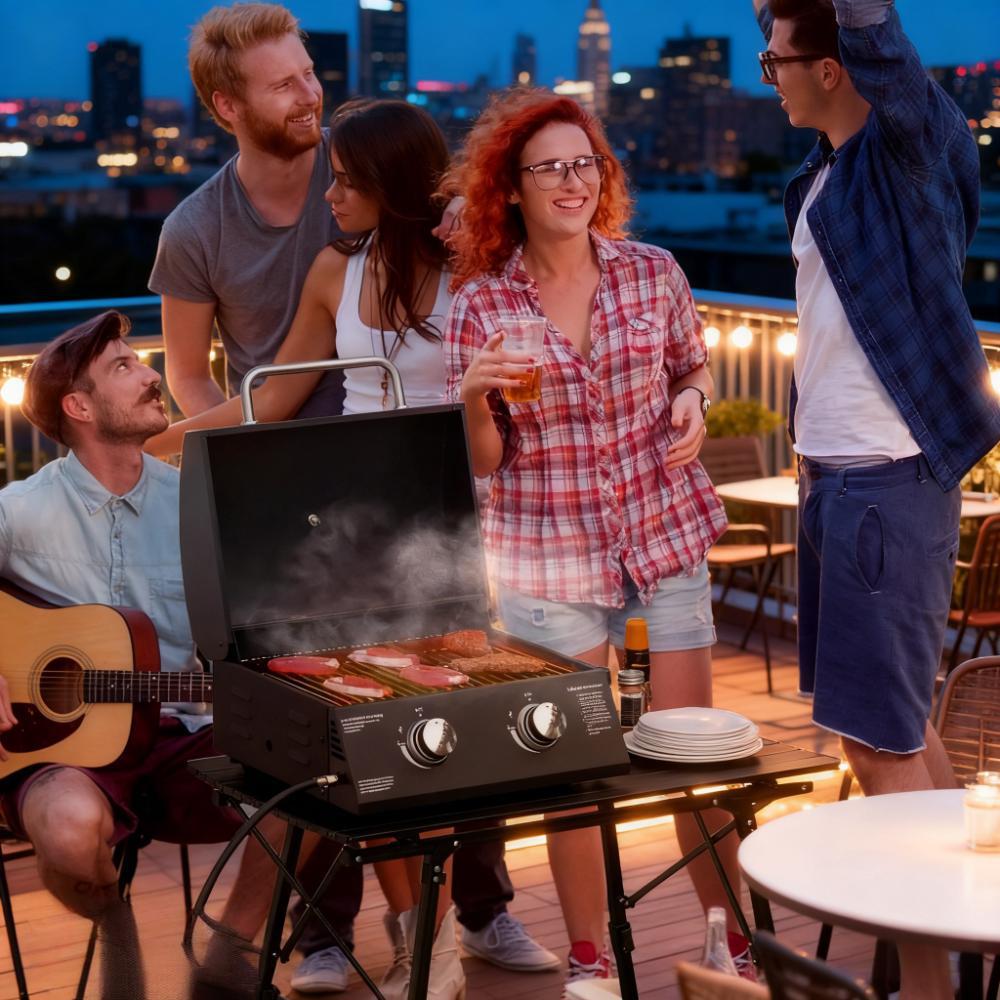 21.75" Portable Grill with 2 Burners Camping