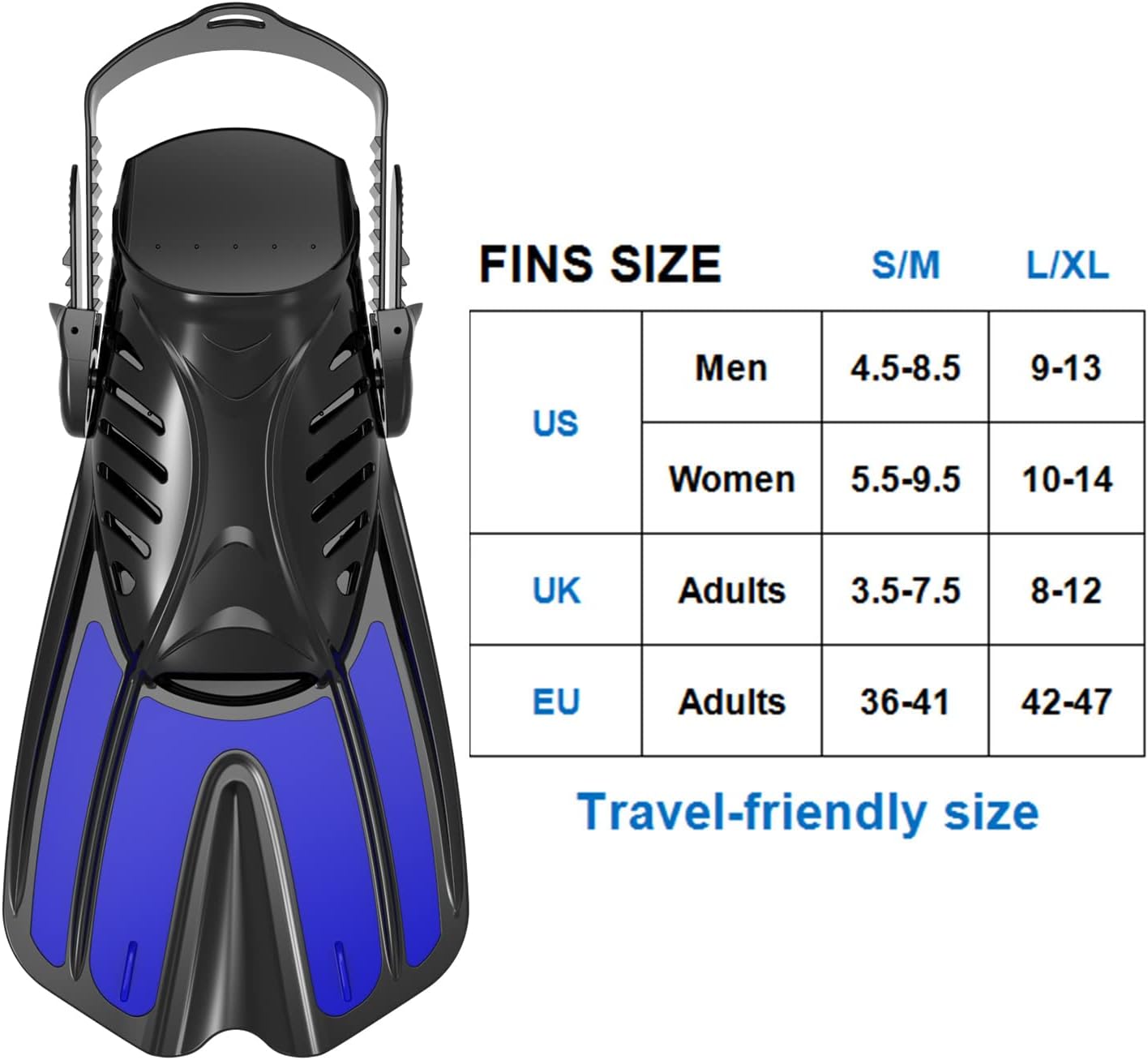 Diving fins Snorkeling Gear for Adults Snorkel fins Swim fins Open, Adjustable