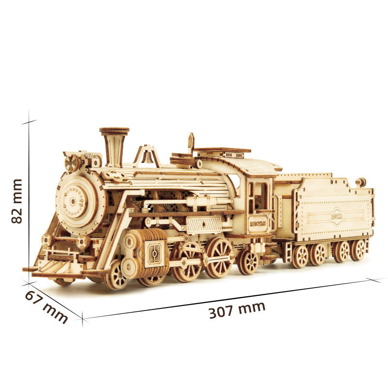 3D Wooden Puzzle Train Model DIY Wooden Train Toy Kit Assembly Model Home Crafts