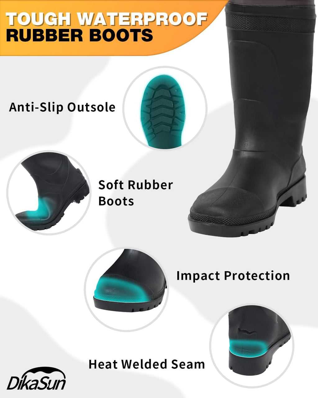 DikaSun Lightweight Bootfoot Chest Waders with Boots — Men & Women Fishing Waders