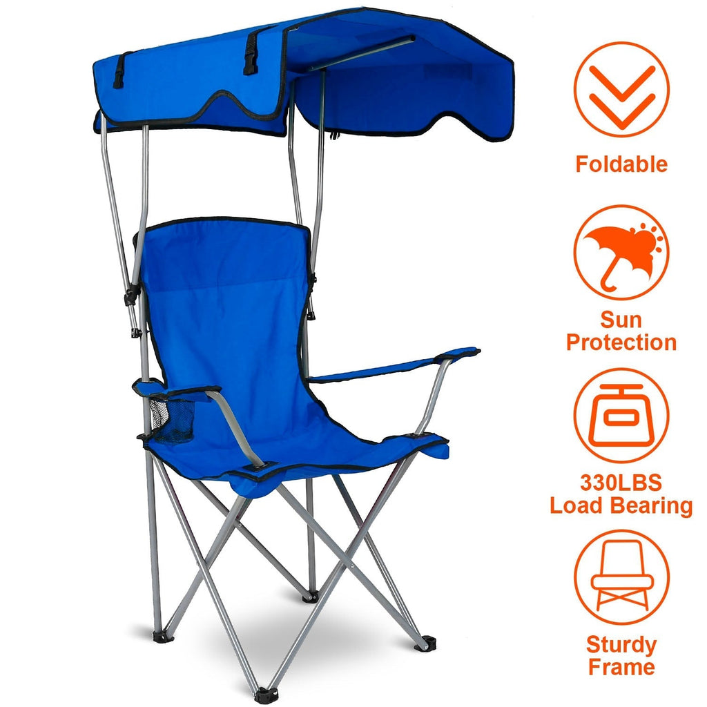 Foldable Beach Canopy Chair Sun Protection Camping Lawn Canopy Chair 330LBS Load