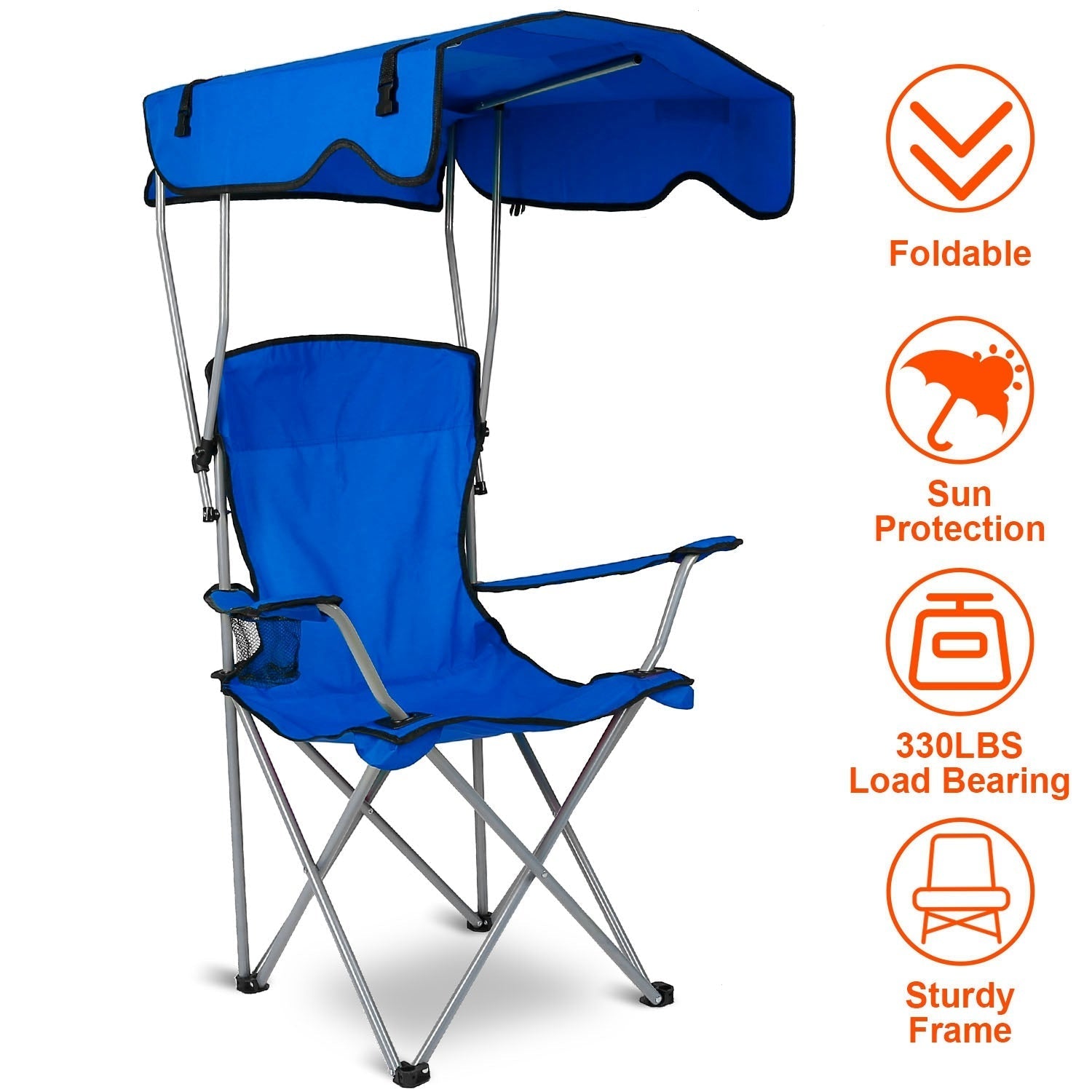 Foldable Beach Canopy Chair Sun Protection Camping Lawn Canopy Chair 330LBS Load