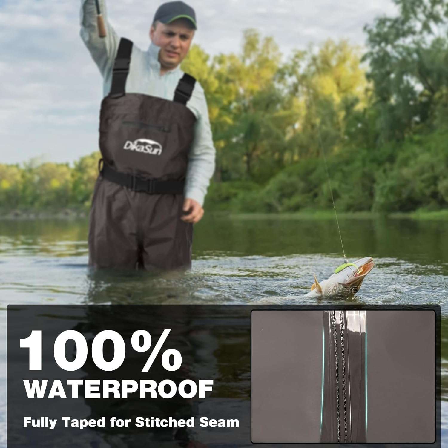 DikaSun Lightweight Bootfoot Chest Waders with Boots — Men & Women Fishing Waders