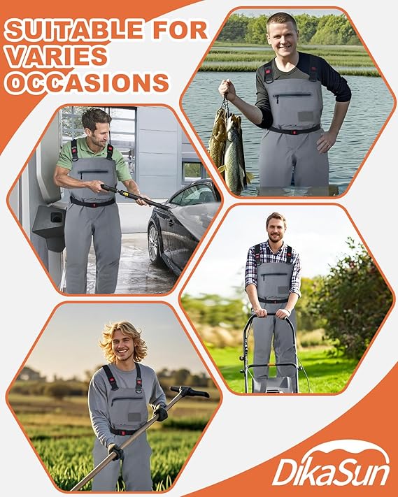 DikaSun Breathable Stocking Foot Waders for Fly Fishing (Lightweight Unisex Design)