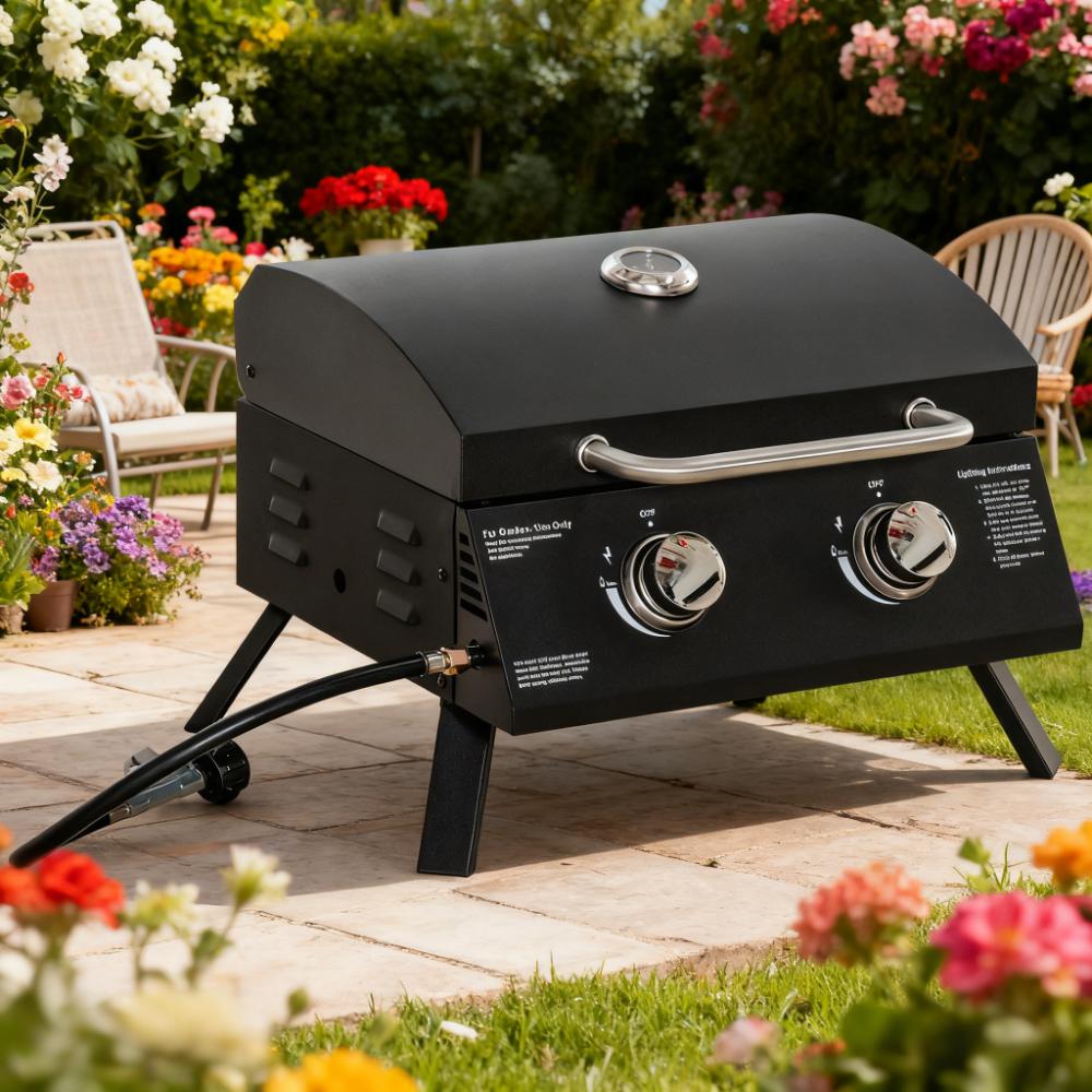 21.75" Portable Grill with 2 Burners Camping