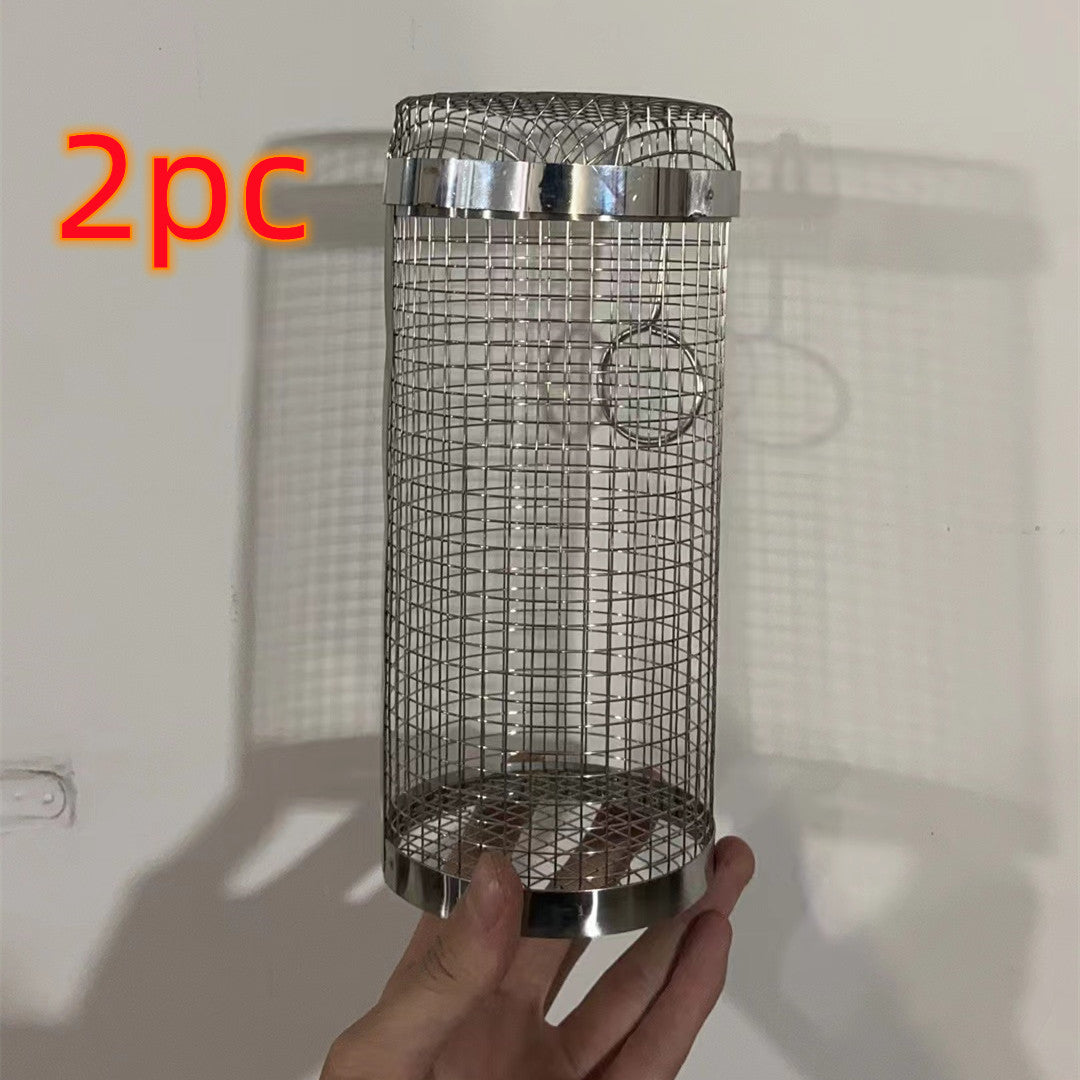 Rolling Grilling Basket Metal BBQ Barbecue Basket Outdoor Camping Barbecue Rack