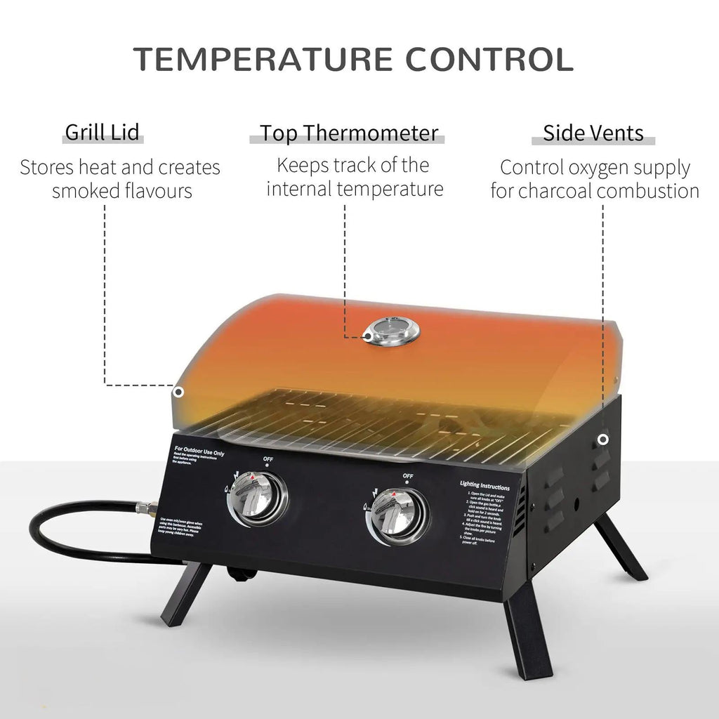 21.75" Portable Grill with 2 Burners Camping