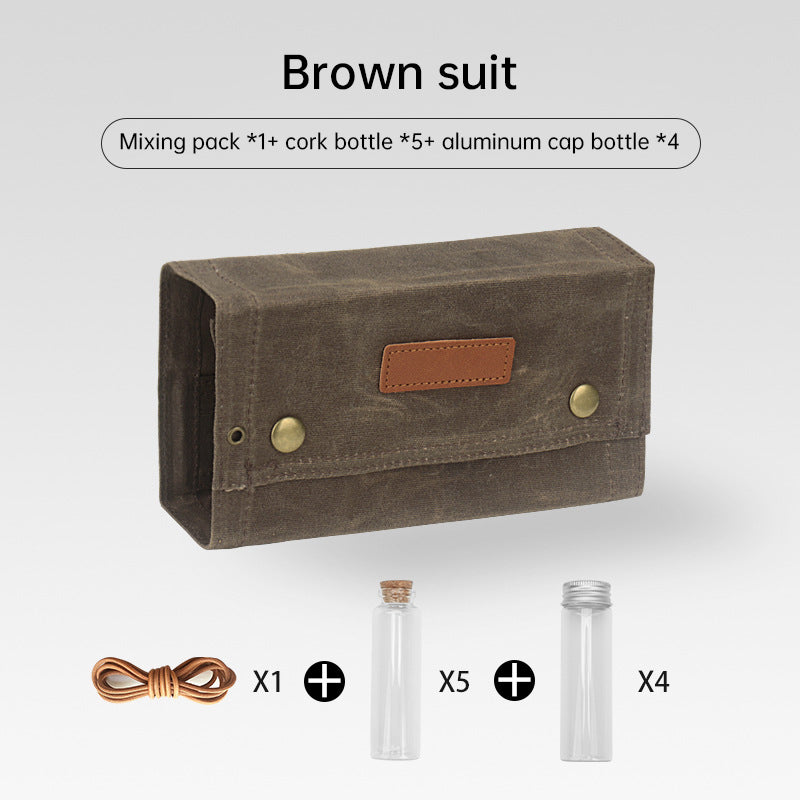New Canvas Portable Bbq Outdoor Camping Picnic Seasoning Bag & Bottle Set
