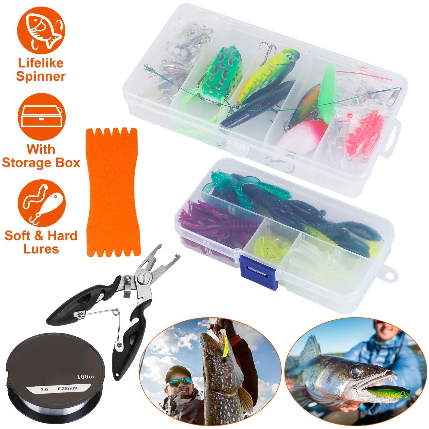 383Pcs Fishing Lures Tackle Box Bass Fishing Animated Lure