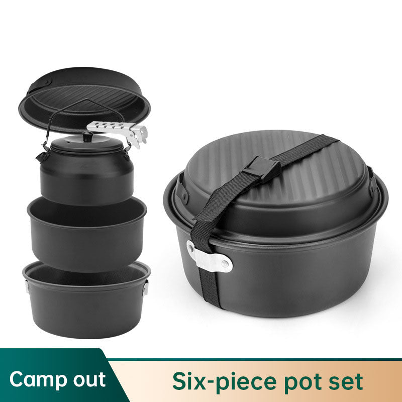 Non-stick coating aluminum alloy cover pot kettle portable camping pot frying pans